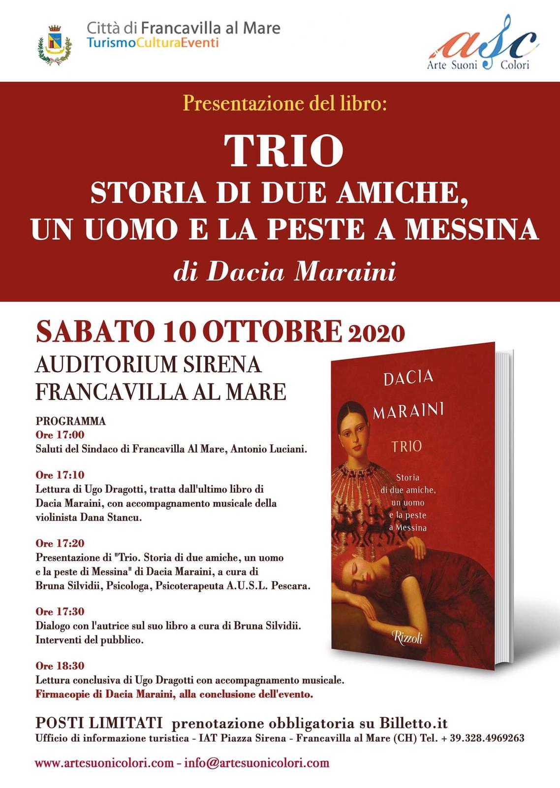 Vi aspettiamo alla presentazione di "Trio", il nuovo libro di Dacia Maraini!