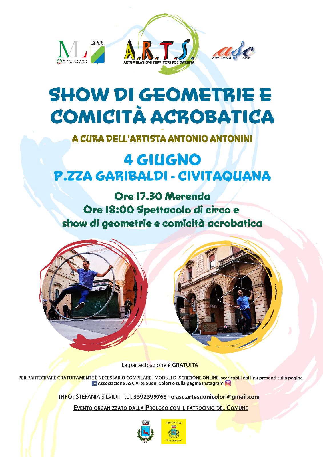 I nostri incontri estivi si arricchiscono! Antonio Antonini arriva il 4 giugno a Civitaquana per uno show di geometrie e comicità acrobatica: un'iniziativa stupenda e una grande novità!